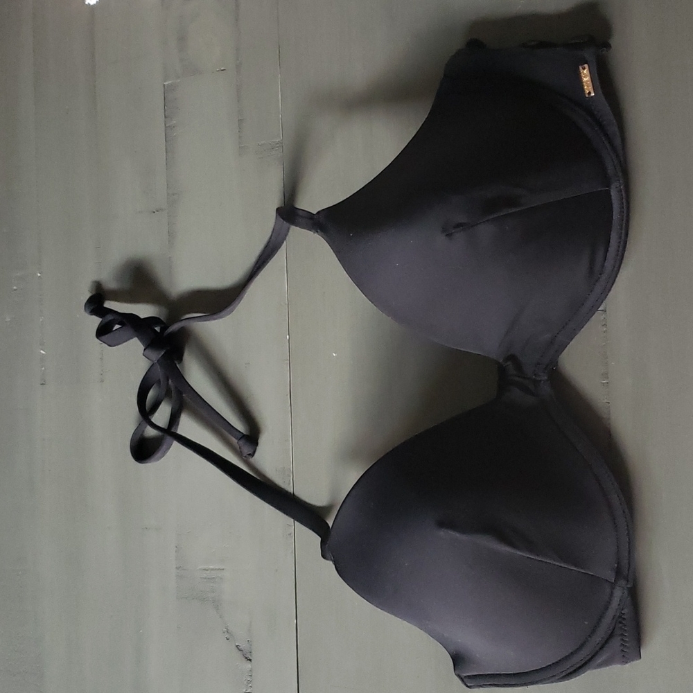 Victoria's Secret PINK Black Underwire Bikini Swim Top, Size Large